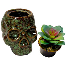 Load image into Gallery viewer, Pot W/ Storage, Skull, Green
