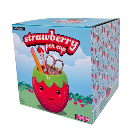 Pen Holder, Ceramic, Strawberry