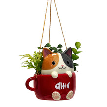 Load image into Gallery viewer, Planter, Cats In Cups, Hanging
