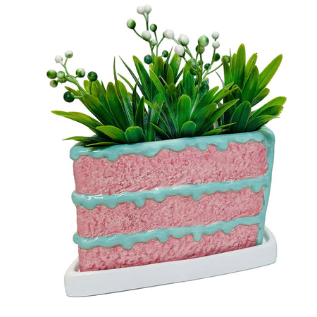 Planter, Ceramic, Cake Slice, Teal
