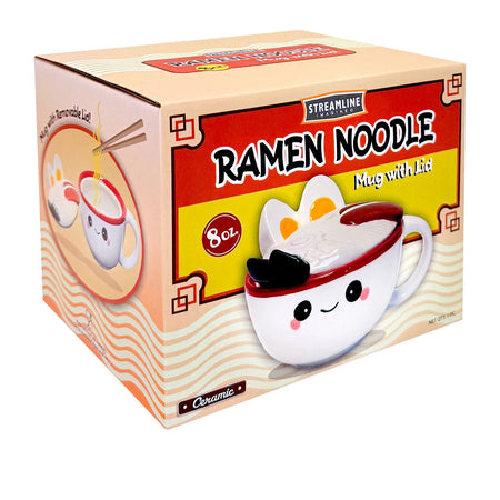 Mug W/ Lid, Ceramic, 8oz, Ramen Noodles