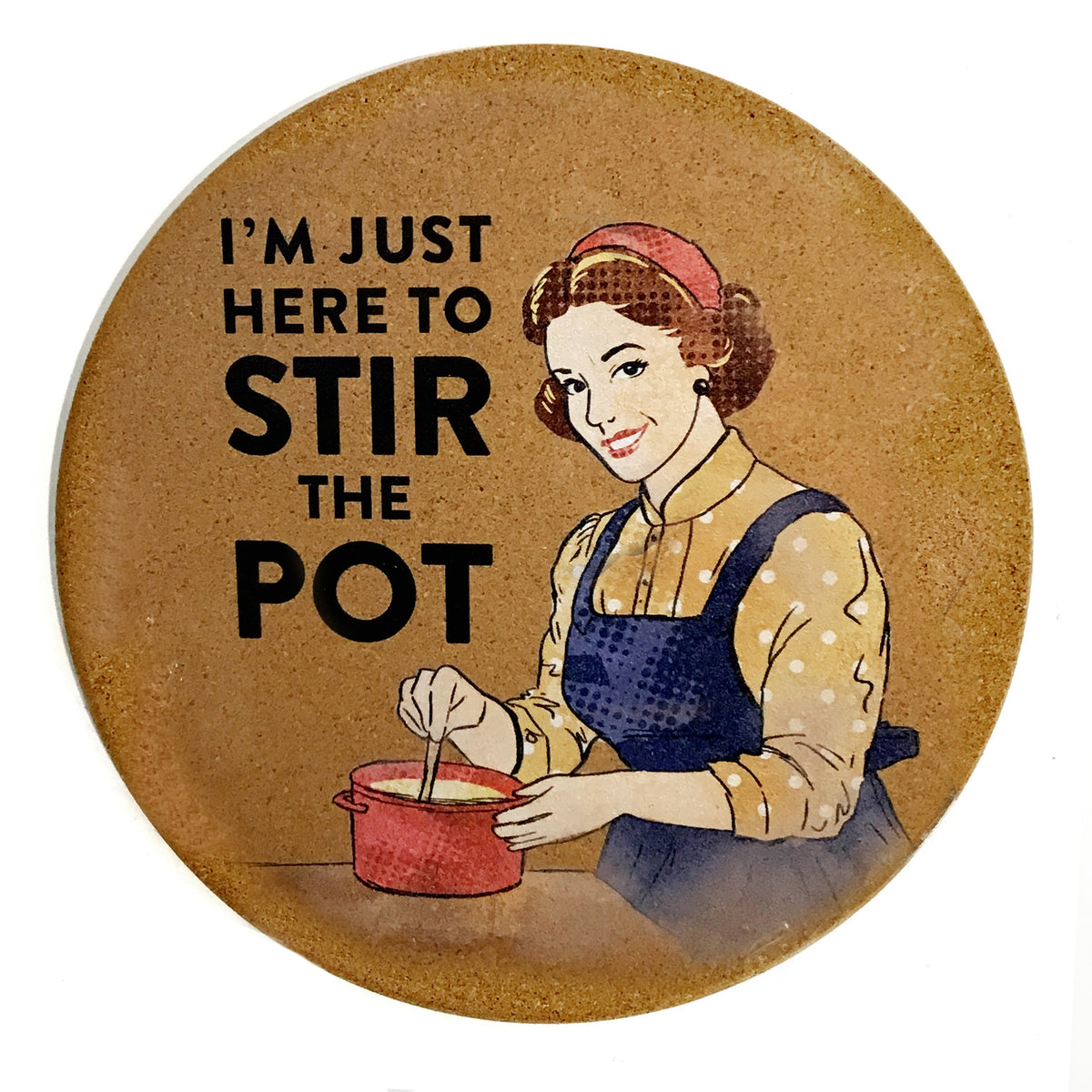 Trivet, cork, Humor, 6 Assorted