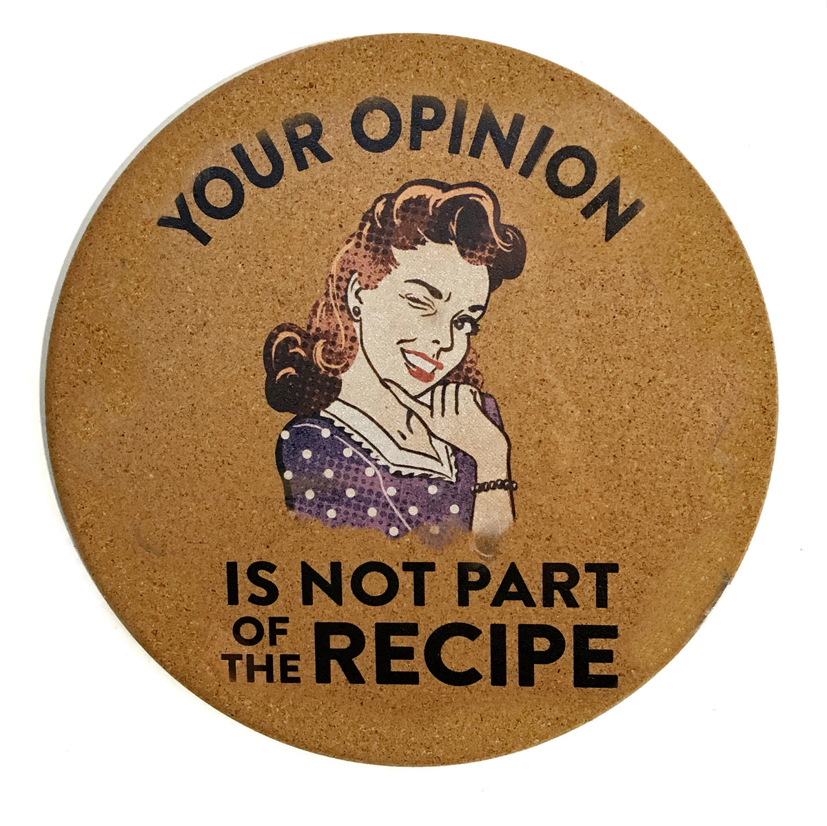 Trivet, cork, Humor, 6 Assorted