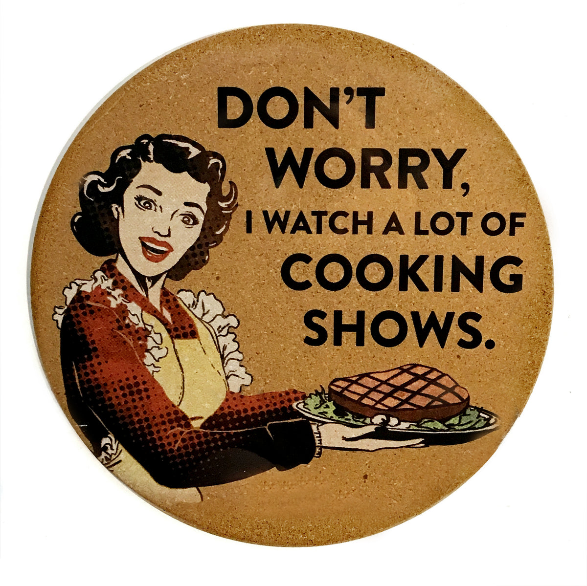 Trivet, cork, Humor, 6 Assorted