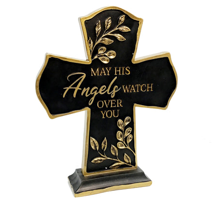 Polyresin Angels Watch Pedestal Cross,