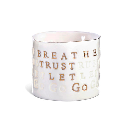 Porcelain Tea Light Holder, Breathe
