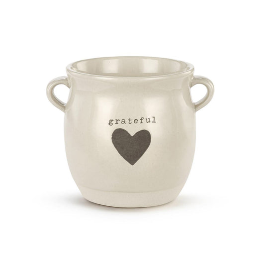 Pot, 4in, Stoneware, Greatful Heart
