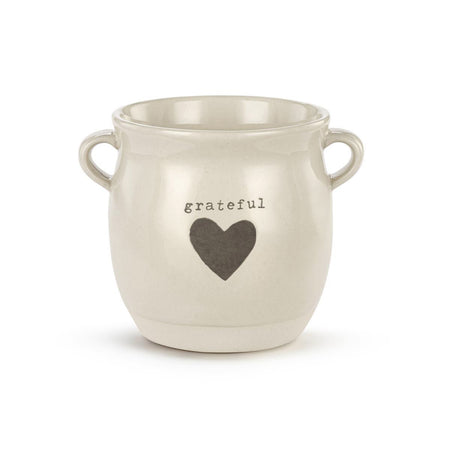 Pot, 4in, Stoneware, Greatful Heart