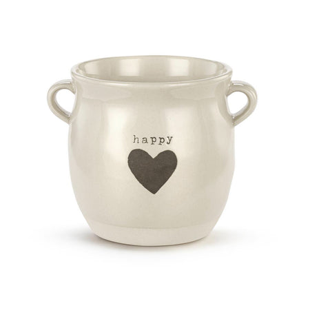 Pot, 4in, Stoneware, Happy Heart