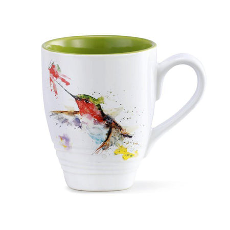 Ceramic  Mug, 16oz, Green/Hummingbird