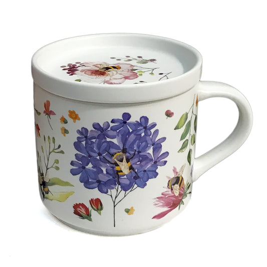 Porcelain Mug W/ Coaster Lid, Nectar Meadows