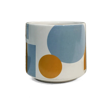 Pot, 4in, Ceramic, Blue/Yellow Glossy