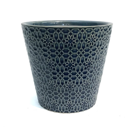 Pot, 6in, Ceramic, Geo Blue Floral