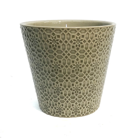 Pot, 6in, Ceramic, Geo Grey Floral