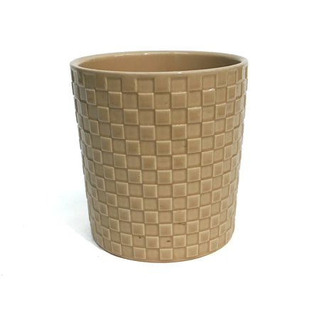 Pot, Ceramic, Large, Checkered Oat
