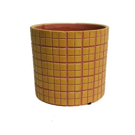 Pot, Cement, Large, Mustard
