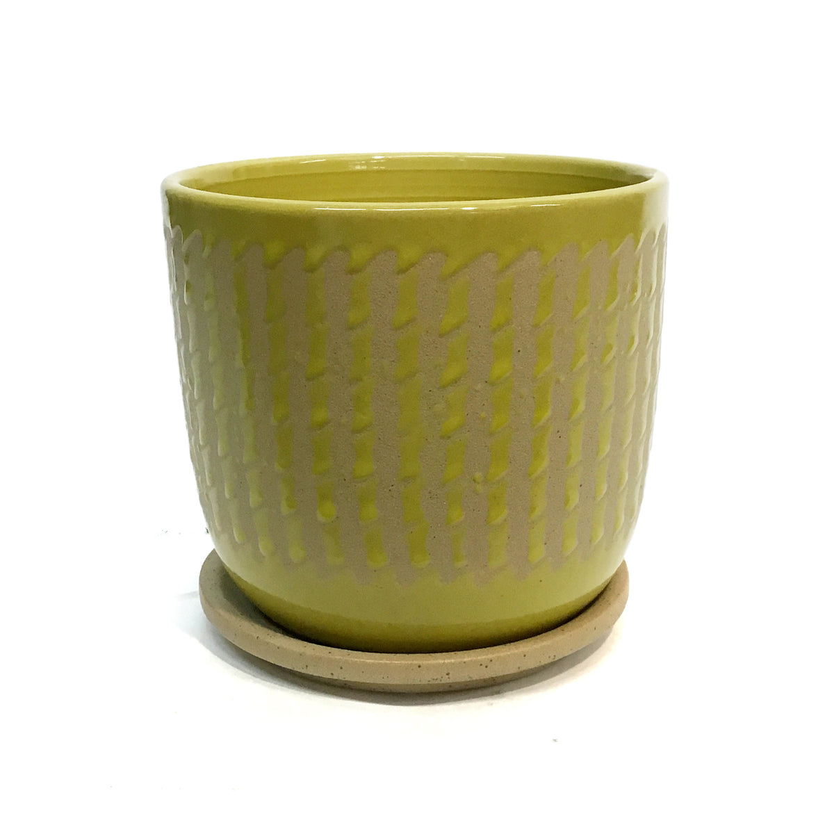 Pot W/ Saucer, Ceramic, Large, Yellow Sand