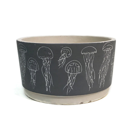 Pot, Cement, Round, Jelly Light Blue