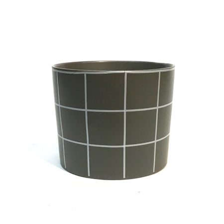 Pot, Ceramic, Medium, Holmes, Grey Grid