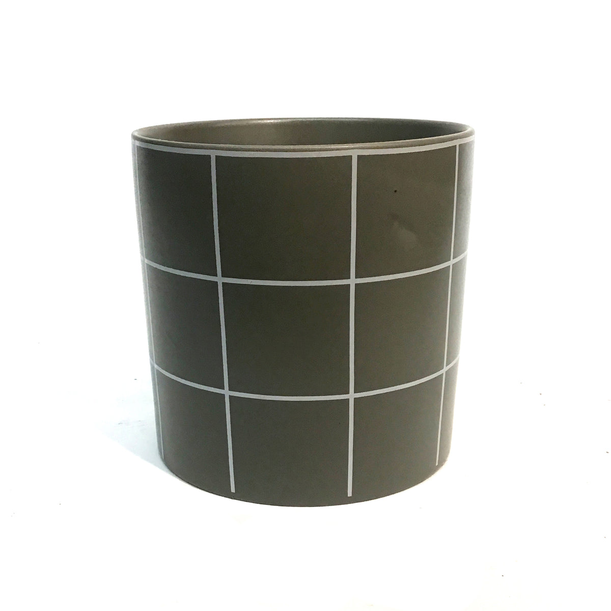 Pot, Ceramic, Large, Holmes, Grey Grid