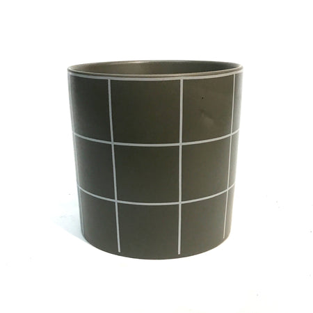Pot, Ceramic, Large, Holmes, Grey Grid