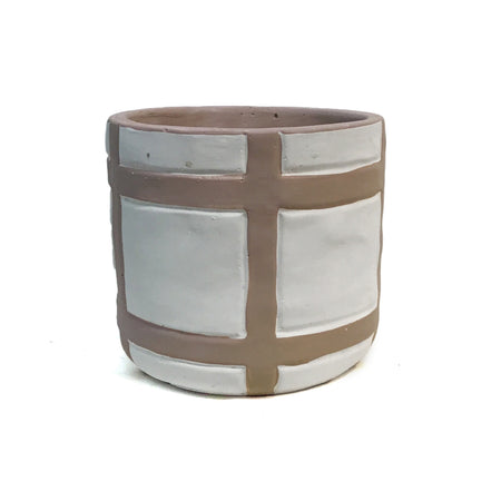 Pot, Cement, Small, Sim, White Grid