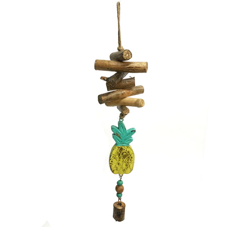 Drift Wood Bell Chime, Pineapple, Yellow and Green