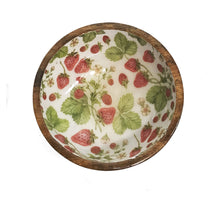 Load image into Gallery viewer, Mango Wood Bowl- Strawberries Mini 4"
