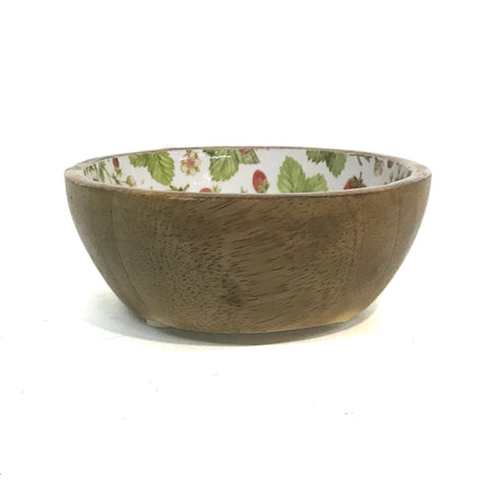 Mango Wood Bowl- Strawberries Mini 4"