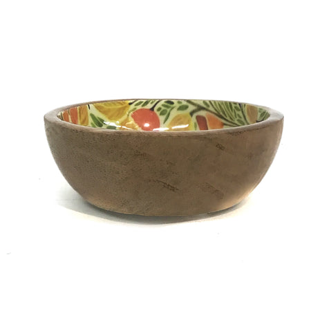 Mango Wood Bowl- Birds Floral Mini 4"