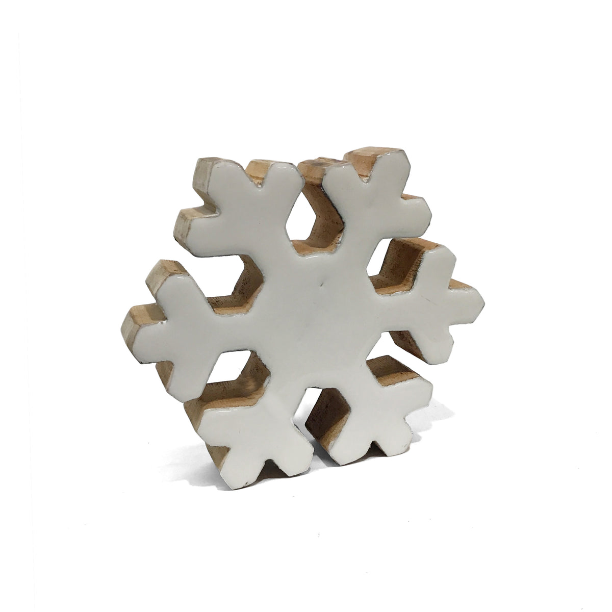 Mango Wood Snowflake Tabletop Decor 6in