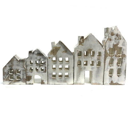 Decor, Hand-Painted Mango Wood Row House