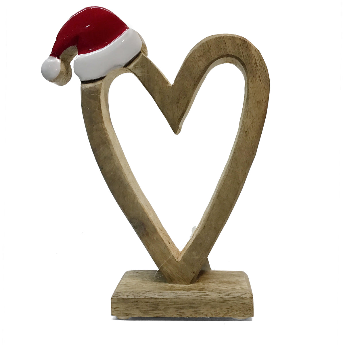 Mango Wood Standing Heart Tabletop Decor 8.5"
