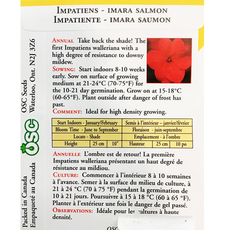 Impatiens - Imara Salmon Seeds, OSC