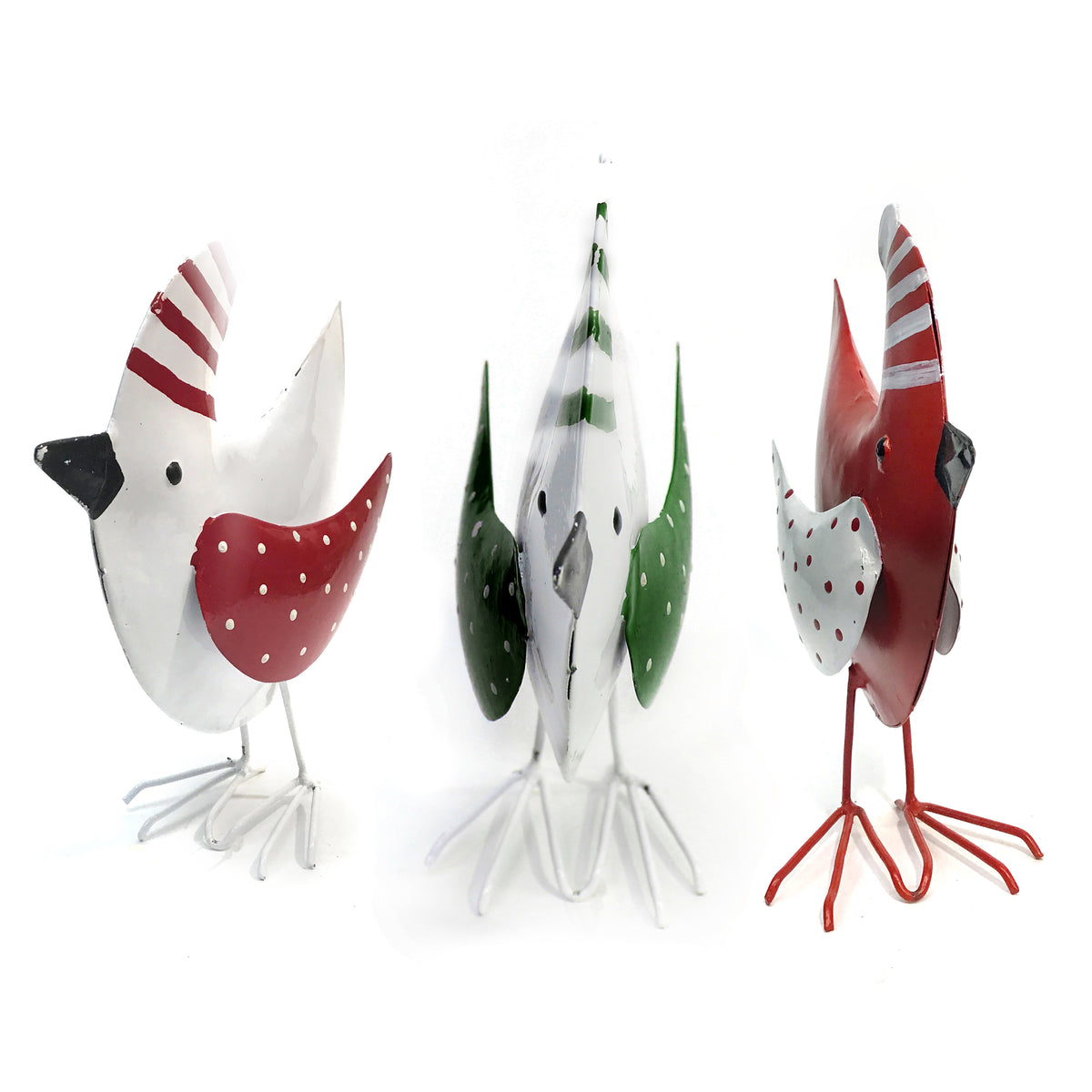 Decorative Metal Holiday Birds, 3 Asst. Styles