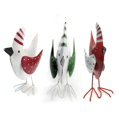 Decorative Metal Holiday Birds, 3 Asst. Styles