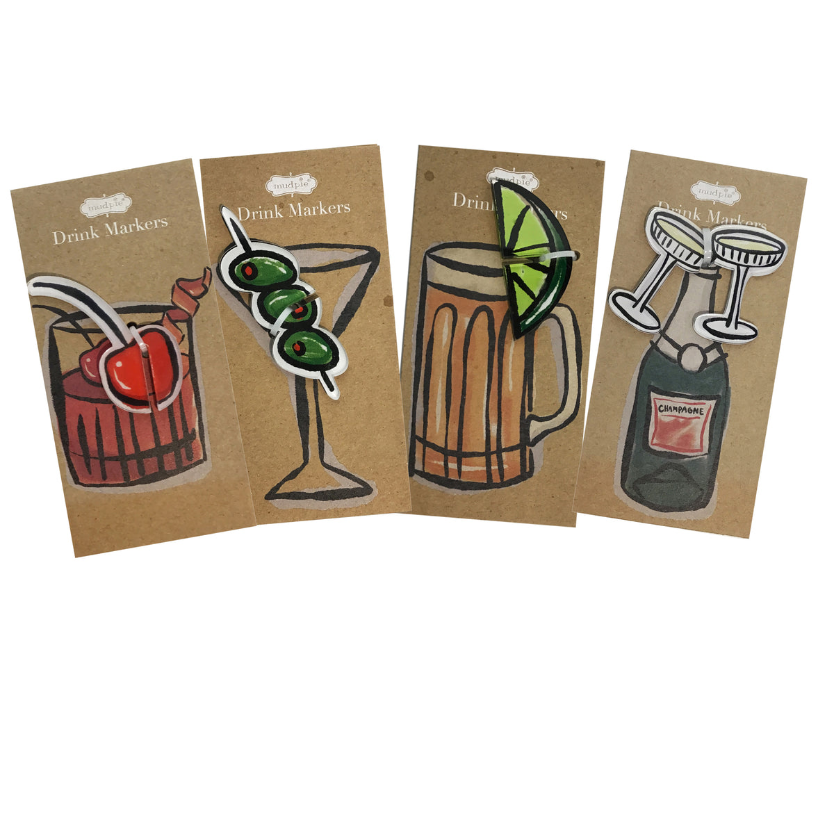 Drink Marker Set, Acrylic, 4 Assorted