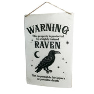 Wall Sign, Metal, Raven On White