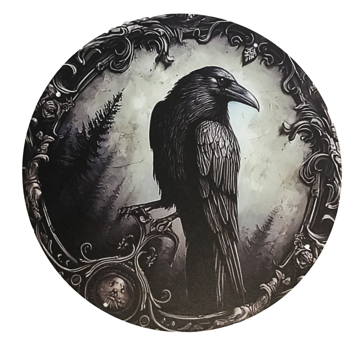 Round Sign, Metal, Mystical Raven