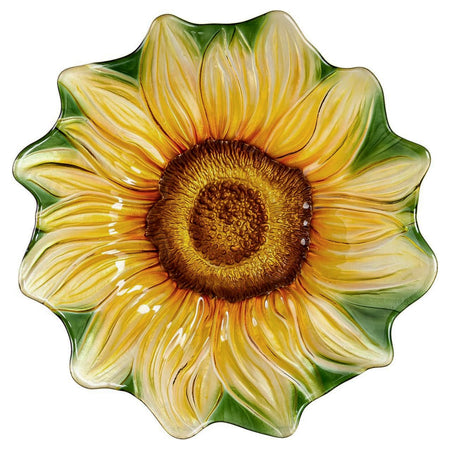 Birdbath, Embossed Glass 18in, Sunflower