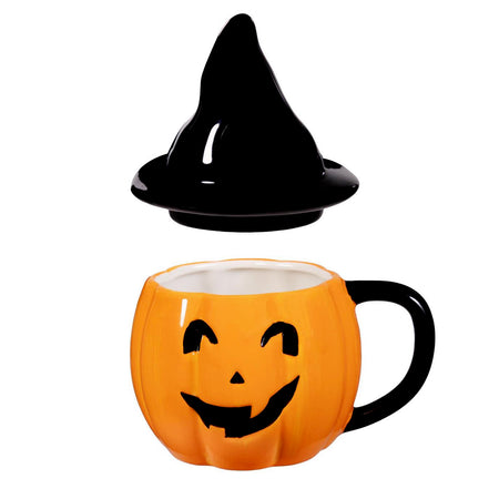 Ceramic Mug w/ Lid, Jack O' Lantern