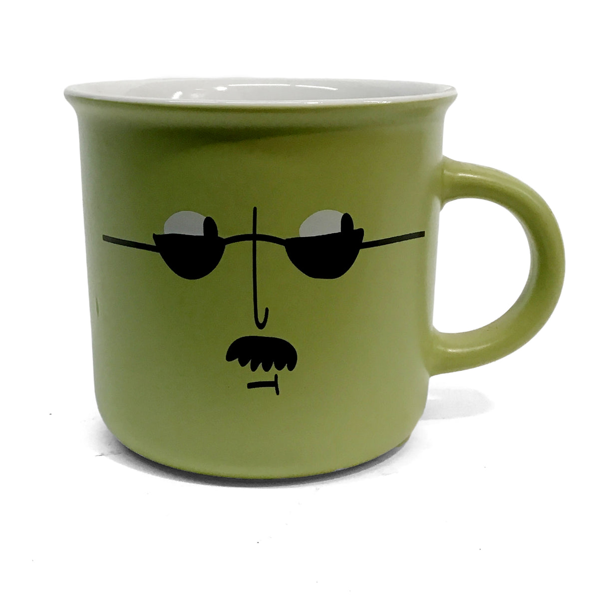 Green Ceramic Mug with Face, 4 Assorted