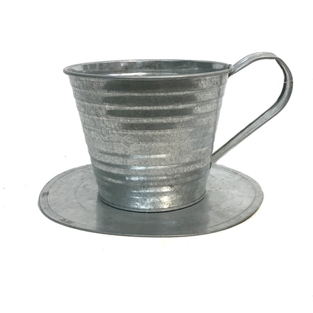 Pot, 5in, Zinc Cup & Saucer