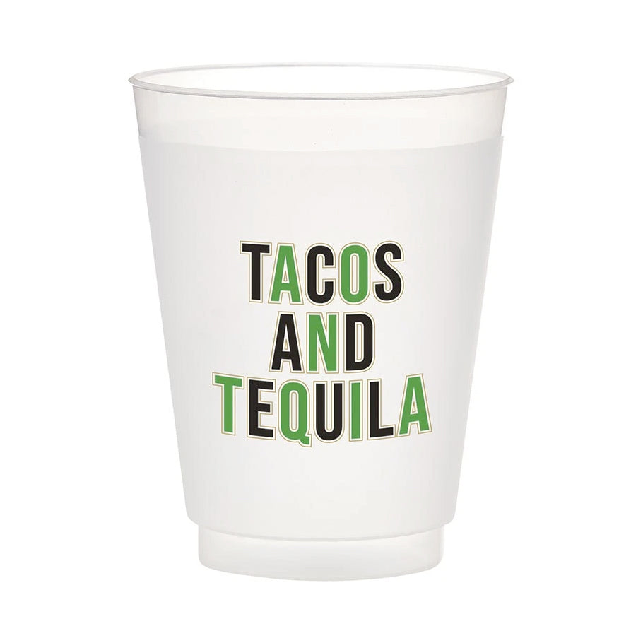 Plastic Frost Cup, 16oz, Tacos & Tequila, 8 Pack