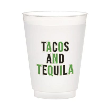 Plastic Frost Cup, 16oz, Tacos & Tequila, 8 Pack