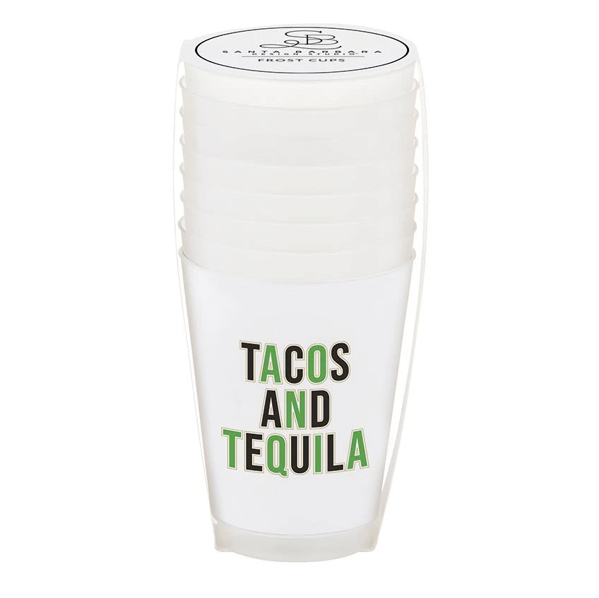 Plastic Frost Cup, 16oz, Tacos & Tequila, 8 Pack