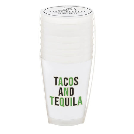 Plastic Frost Cup, 16oz, Tacos & Tequila, 8 Pack
