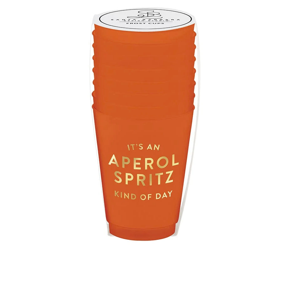 Plastic Frost Cup, 16oz, Aperol Spritz, 8 Pack