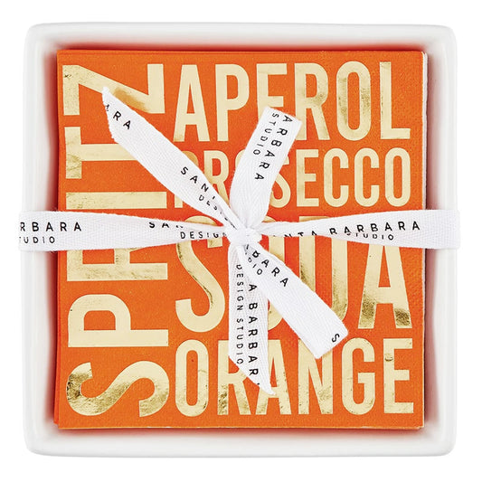 Cocktail Napkins & Ceramic Tray, Aperol Spritz