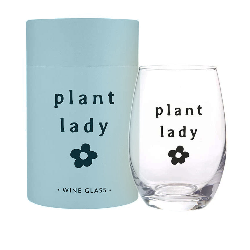 Stemless Wine Glass, Plant Lady